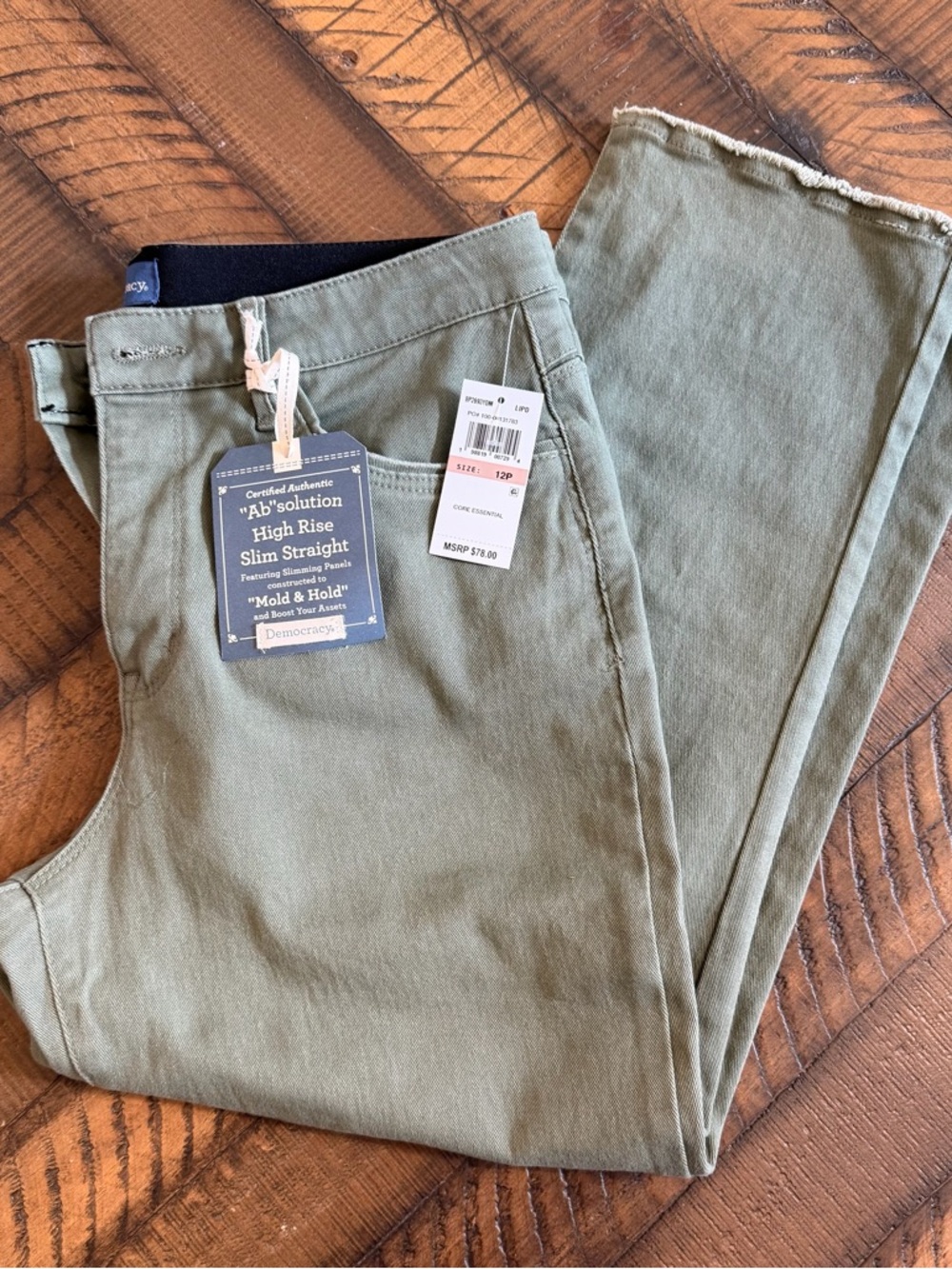 Democracy Ab Technology High Rise Slim Straight Jeans Green Size 12P